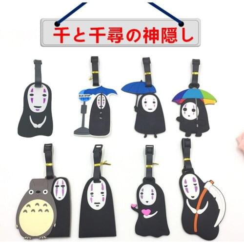 Anime Spirited Away Model Doll Keychain No Face Man Travel Accessories Cartoon PVC Luggage Tag Hang Trunk Cards For Gifts