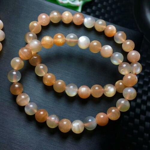 Free Shipping Natural Crystal Sun Stone Bracelet Orange Day Stone Hand String AAA 8mm(cx)