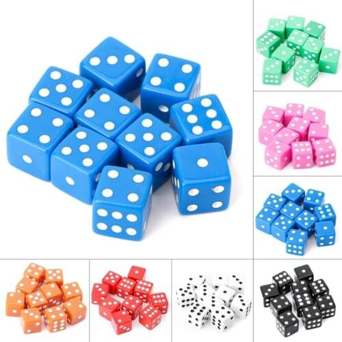 10Pcs/Lot 15mm Multicolor Acrylic Cube Dice Beads Six Sides Portable Table Games