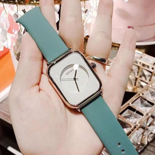 GUOU Silicone Top Band Square Ladies Fashion Watch Candy Dial No scale Watches For Women Wrist Luxury Womens Quartz Watch Brace