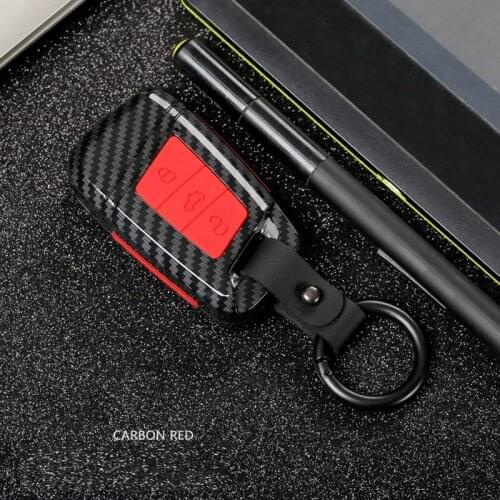 ABS Carbon fiber Car Key Case For VW Golf 7 MK7 Polo Seat Leon Skoda Octavia 3 Buttons Folding Keychain Bag Remote Fob Cover