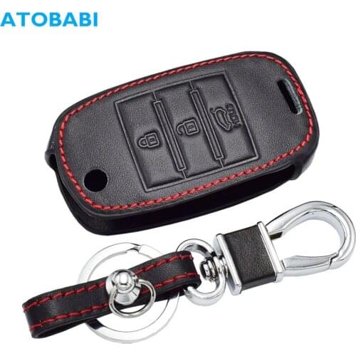 Real Leather Car Key Cover For KIA KX5 Rio Sportage Ceed Sorento Cerato K2 K3 K4 K5 Folding Remote Fob Cover Keychain Protector