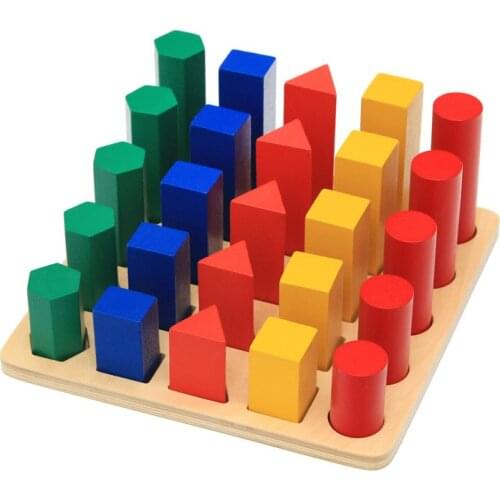 Wooden Montessori Childrens Early Education Color Shape Sensory Toys Cylindrical Geometric Ladder Teaching Aids Educational Toy