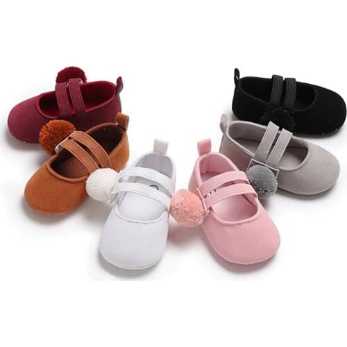 Hair Ball Baby Shoes Newborn Cotton Baby Girl Shoes Soft First Walkers 6 Color Hair Ball Princess Baby Girl Shoes Prewalke