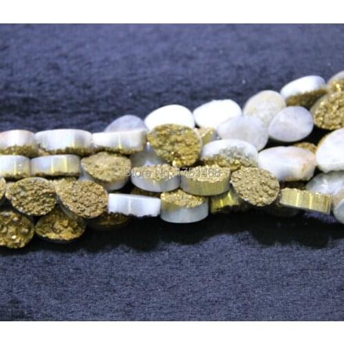 Titanium Treatment Druzy Necklace Beads Drusy Geode Gems Stone Teardrop Beads Jewelry Making for Fesitive Gift