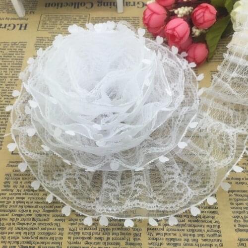 5yds 2-Layer 50mm Wide Organza Lace Gathered Pleated Sequined Trim U Pick Home Handmade Cloth Decoration