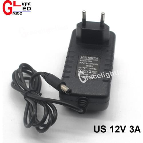 EUAC100-240V Light Transformers Output DC 12V 3A Switch Power Supply For LED Strip