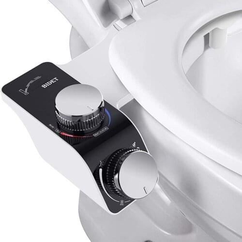 Personal Hygiene Bidet Toilet Seat Attachment Non-Electric Self-Cleaning Dual Nozzles Frontal & Rear Wash Hot Cold Water