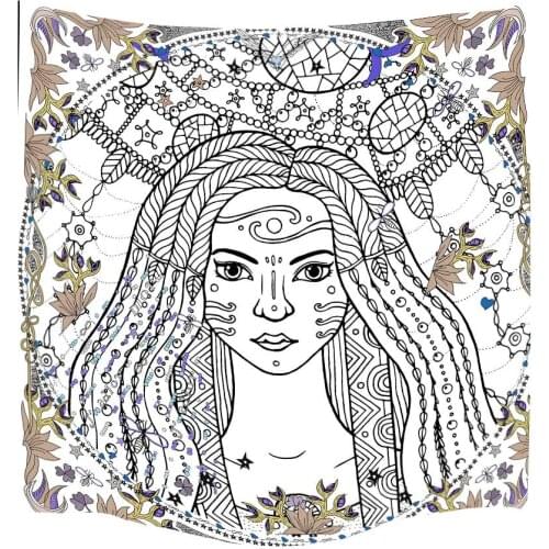 Classical Goddess Wall Hanging Tribe Witch Wall Blanket Yellow and White