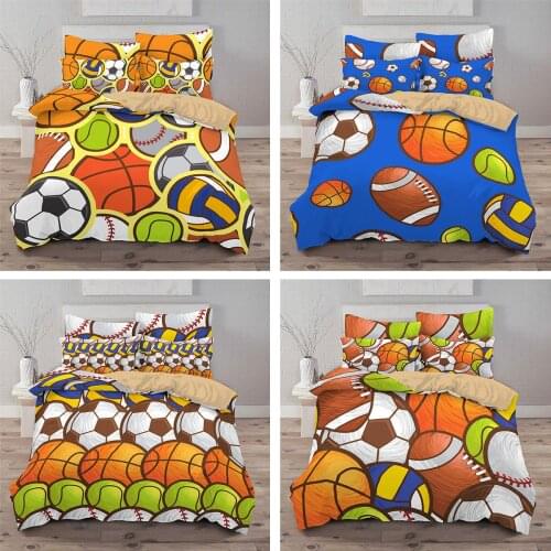 Football Basketball Volleyball Baseball Bedding Set 2/3Pcs Duvet Cover & Pillowcase(s) 3D Printed Quilt Cover Home Textile Gift