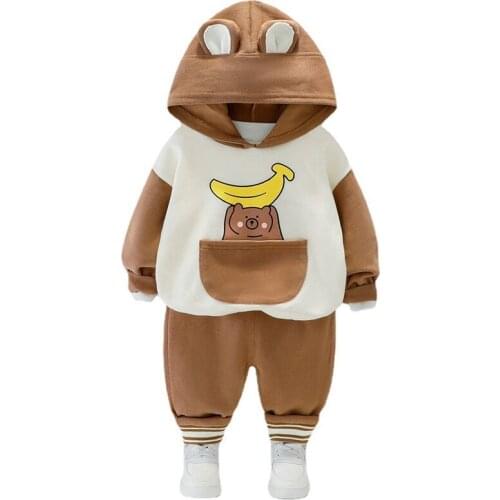 Fashion Spring Autumn Kids Cartoon Costume Toddler Hooded Jacket Pants 2Pcs/sets Children Casual New Boys Baby Girls Sport Suits