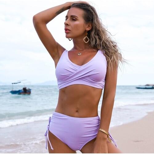 High Waist Bikini 2021 New High Waist Swimsuit Female Folds Swimwear Push Up Bikini Set Bather Bathing Suit Summer Beach Wear XL