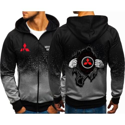 2021 Spring Autumn Mitsubishi Motors Mens Slim Gradient Casual Sports Comfortable Loose Coats Brand Hooded Pocket Male Jacket