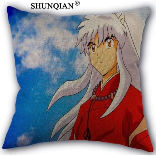 Best nice Custom Inuyasha pillowcase Custom Cotton Linen Throw Pillow Cover Pillowcase Customize 45x45cm one side