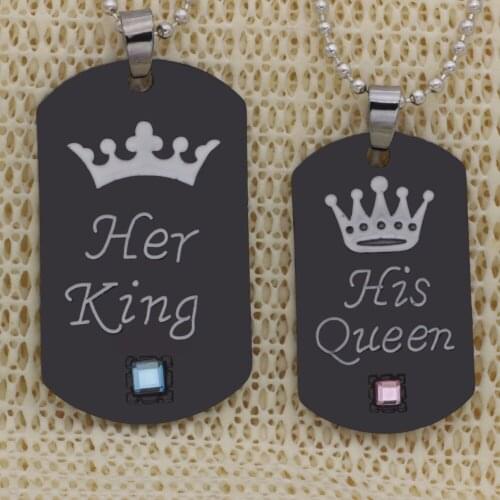 Fashion lovers Necklace her king his queen crown couple Necklace Chains Jewerly For Women N2044-1