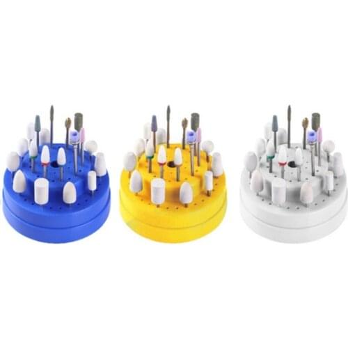3 Colors 60 Holes Nail Art Drill Bits Empty Storage Box Holder Stand Display Container Manicure Accessories Acrylic Cover Tools