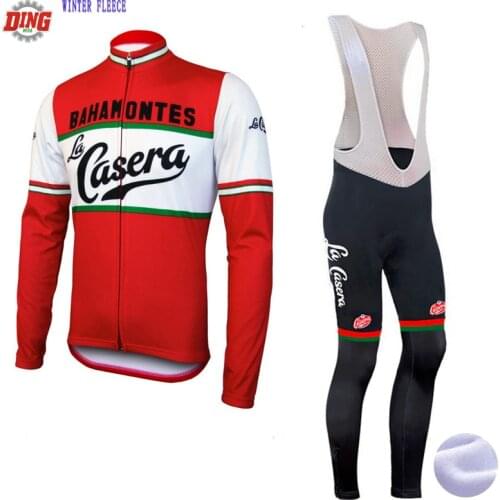 NEW cycling jersey set red La casera Long sleeves bike wear bib trousers set GELPad winter wool or no Fleece cycling clothing