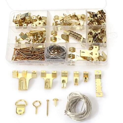 New 230Pcs Picture Hangers Kit Frame Hanging Hooks With Hooks Nails Hanging Wire For Hang Clock Photos And Hand-Painted