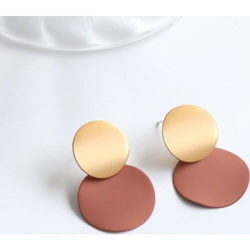 ZWC New Fashion Round Dangle Drop Korean Earrings For Women Geometric Round Heart Gold Earring Wedding 2020 kolczyki Jewelry