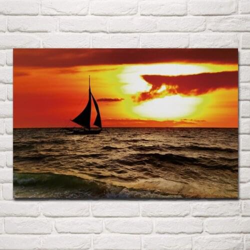 Cloud Landscape Nature Ocean Sailing boat Sea Sun Sunset living Room home wall art decor wood frame fabric posters prints KE317