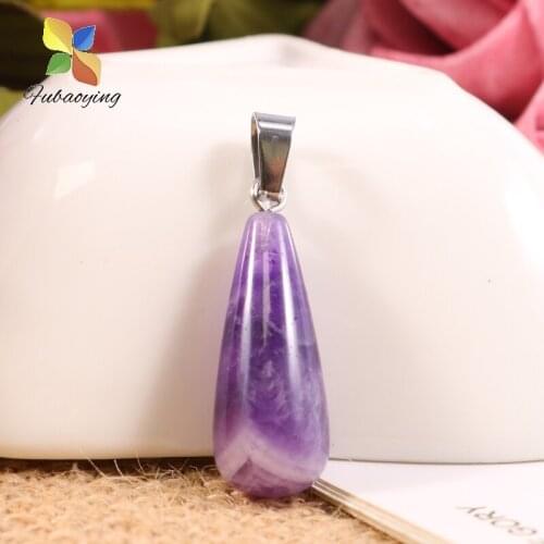 Fashion 2021 Trend Necklace Amethysts Heart Waterdrop Pendant earrings Stone Necklace 50pcs Lot DIY Charms For Jewelry Making