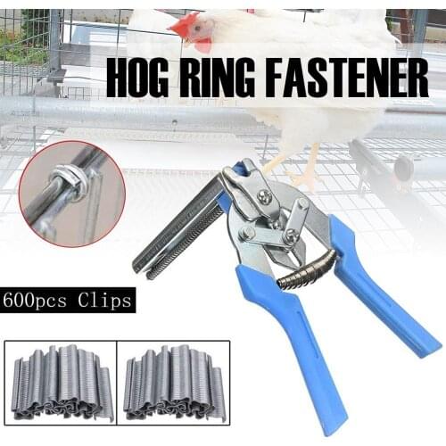 Hog Ring Plier Tool and 600pcs M Clips Staples Chicken Mesh Cage Wire Fencing Repair Hand Tools
