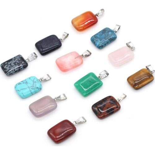 Explosive Natural Stone Pendant Rectangle Shape Rose Quartzs Tiger Eye Stone Pendant for Making DIY Jewelry Necklace Size15x25mm