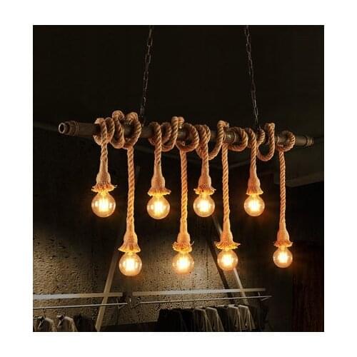 Edison Loft Vintage Pendant Light Fixtures Industrial Hemp Rope Water Pipe Hanging Lamp Home Decor Indoor Lighting Lamparas