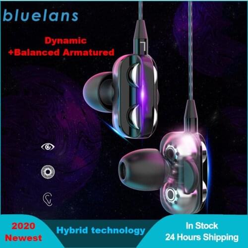 Dual Drivers Wired Headphones Bass Stereo Earbuds Sports Waterproof Earphone Music Headsets for Samsung iphone for Xiaomi Huawei