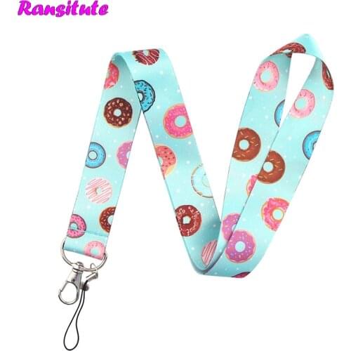 R615 Ransitute Donut Lanyard Mobile Phone Key Strap Rope DIY Fashion Neckband Mobile Phone Decoration ID Card Holder