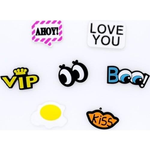 Single Sale 1PC Novel Shoe Charms Accessories Eyes/VIP/KISS Shoe Decoration for croc jibz Kids Party X-mas Gift