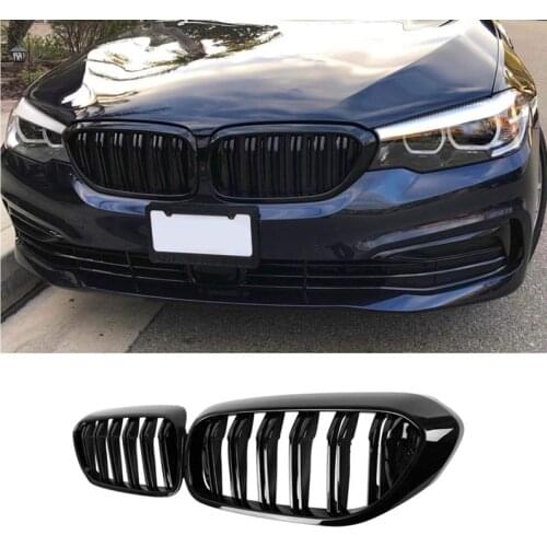 Front Bumper Kidney Grille Grill for BMW G30 G31 G38 5 Series 525I 530I 540I 550I with M-Performance Black Double Line Kidney Gr