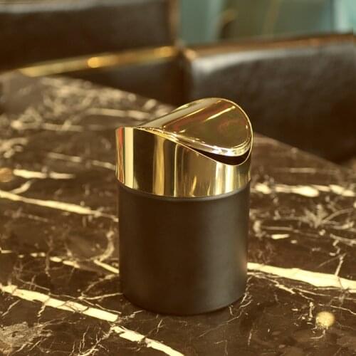 Nordic Light Luxury Home Desktop Mini Trash Can Office Small Trash Can Living Room Trash Can with Lid