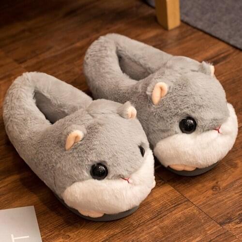 Cute Hamster Slippers Winter Warm Home Floor Soft animal Slippers Female slipper Girls Winter Warm Shoes Ladies