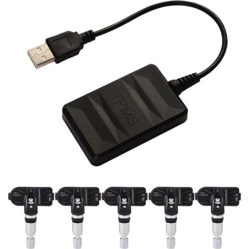 TPMS with Internal/Exterrnal Sensors with Pad Supporting Spare Tire Pressure USB Android Navigation Tire Pressure Monitoring