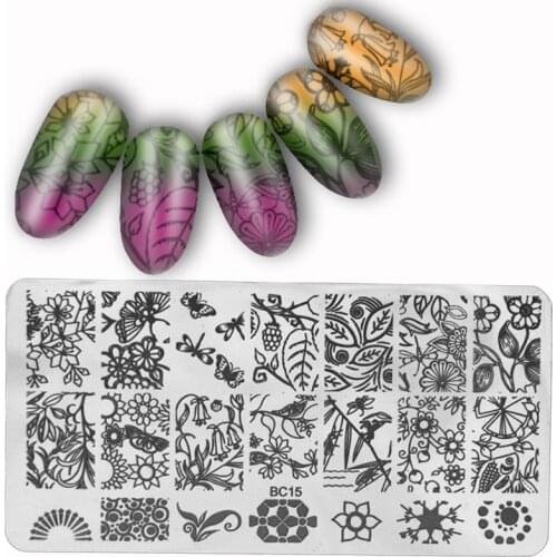 All leaves Forest Pattern Animal Trees Nail Art Stamp Template Image Plate 6*12CM