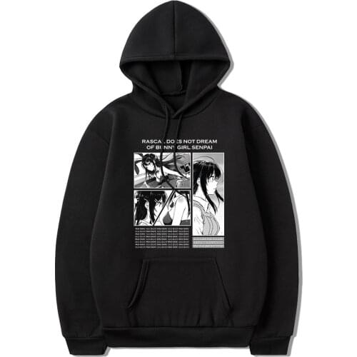 Comfortable Classic Funny Anime Mai Sakurajima Rascal Does Not Dream of Bunny Girl Senpai Hoodies Long-Sleeves High Quality Wear