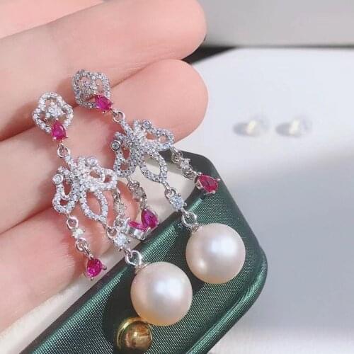 Gorgeous 925 Sterling Silver Earrings Findings Settings Base Mountings Parts Mounts for Coral Pearls Agate Crystal Stones Beads