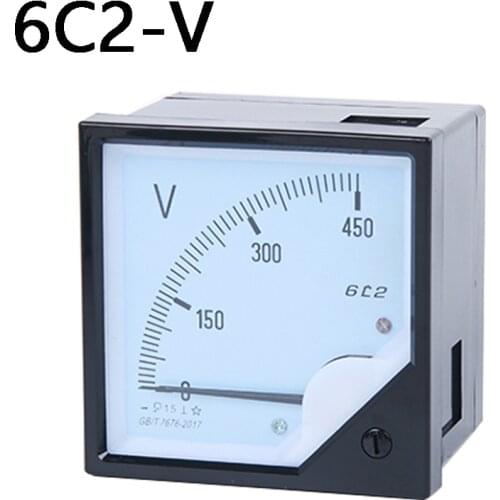 6C2 DC Volt Meter 5V 10V 15V 30V 75V 100V 150V 300V 500V 750V 1000V Panel Analog Voltmeter Voltage Meter Electric Meters 80*80mm