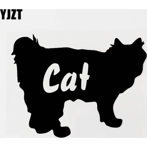 YJZT 15.5CM×12CM Fun Animal Cat Car Window Sticker Vinyl Bumper Decal Black/Silver 8C-0372