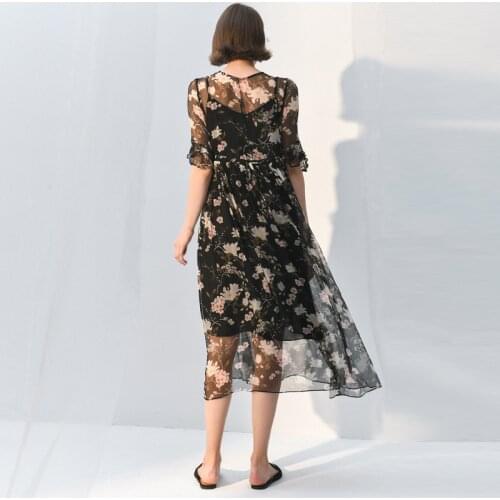 Female 200% Summer Silk Beach Floral Dresses Korean Boho Ruffle Dress Elegant Vestido De Festa 2020 WF6654A KJ5698
