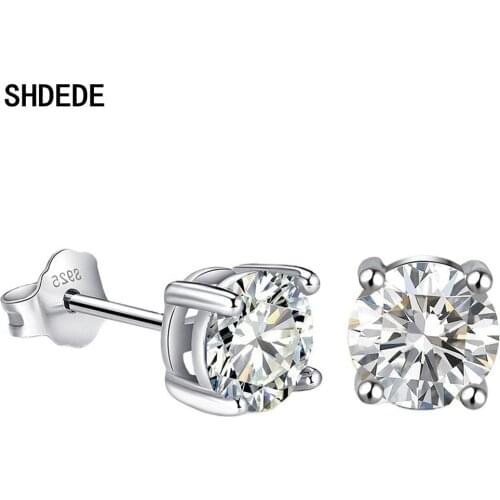 SHDEDE Women 925 Sterling Silver Stud Earrings Embellished With Crystals From Swarovski Party Fashion Jewelry Korean -WH64