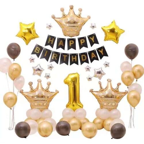 Aluminum Crown Balloon Star Balloon Birthday Banner Latex Balloon Baby Shower Decoration One Hundred Days Decoration