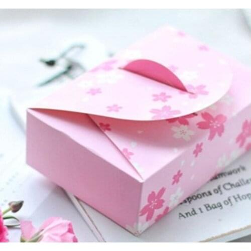 100pcs portable pink sakura cherry blossoms decoration cake box chocolate dessert biscuit boxes cookie package