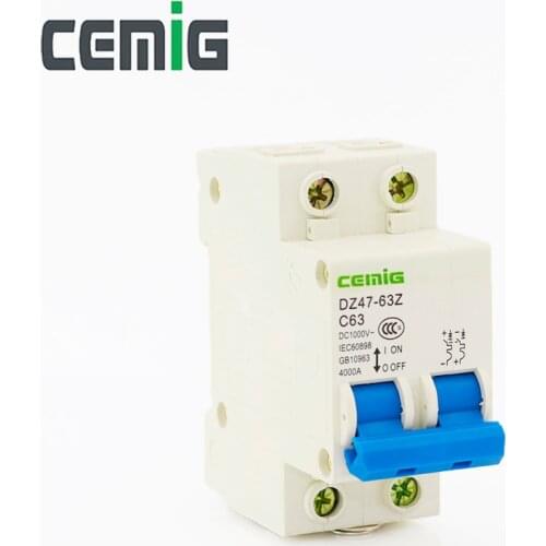 2P 63A DC1000V Circuit Breaker MCB DZ47-63Z Cemig