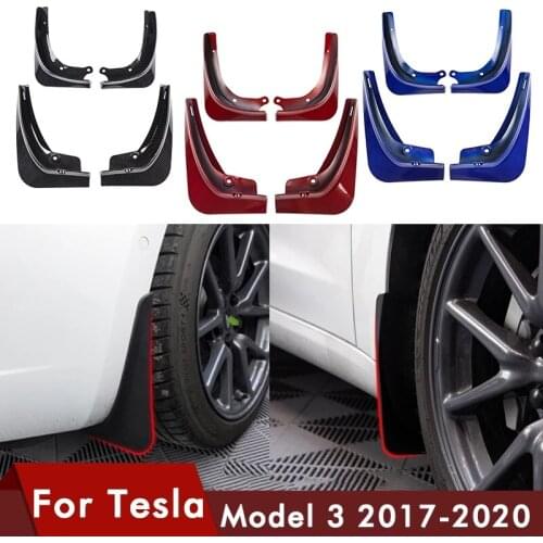 4PCS For Tesla Model 3 Mud Flaps Guard Fender Model3 Front Rear Wheel Mudguard For Tesla Model3 carbon fiber ABS Accessories