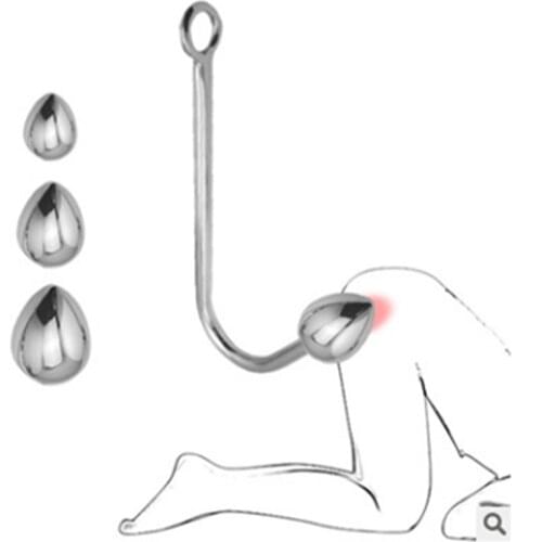 1 Set 4 Pcs Anal Hook Metal Butt Plug with Ball Anal Plug Dilator Multifunctional Masturbation Butt Sex Toys