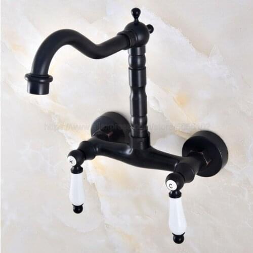 Oil Rubbed Bronze Bathroom Sink Faucet Kitchen Faucet Wall Mounted Swivel Spout Vessel Sink Faucet znf824