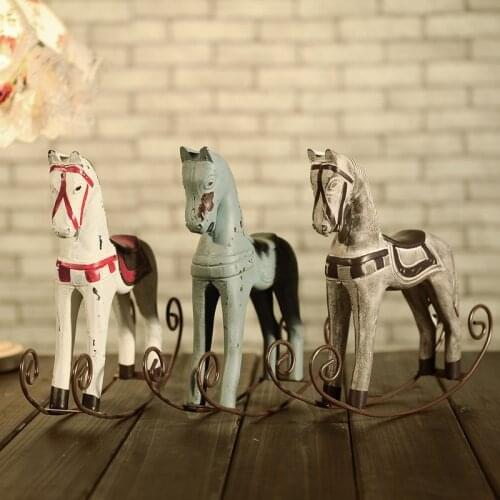 HOME FURNISHING ROOM DECORATION ARTS CRAFTS DESKTOP ORNAMENTS RETRO HORSE NORDIC ROCKING HORSE CABINET KIDS CHRISTMAS GIFT