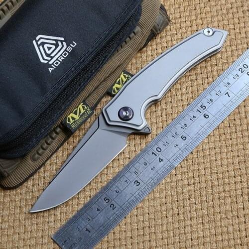 DICORIA aiorosu HENG Flipper folding knife 14C28N blade Titanium handle Camp hunting outdoor Survival knives EDC tools